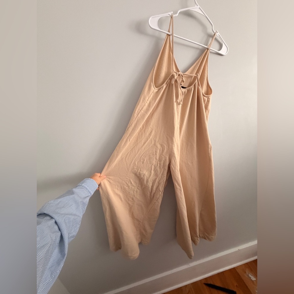 Urban Outfitters Out From Under Jumpsuit Cream Medium Wide Leg Outfit - Picture 4 of 9